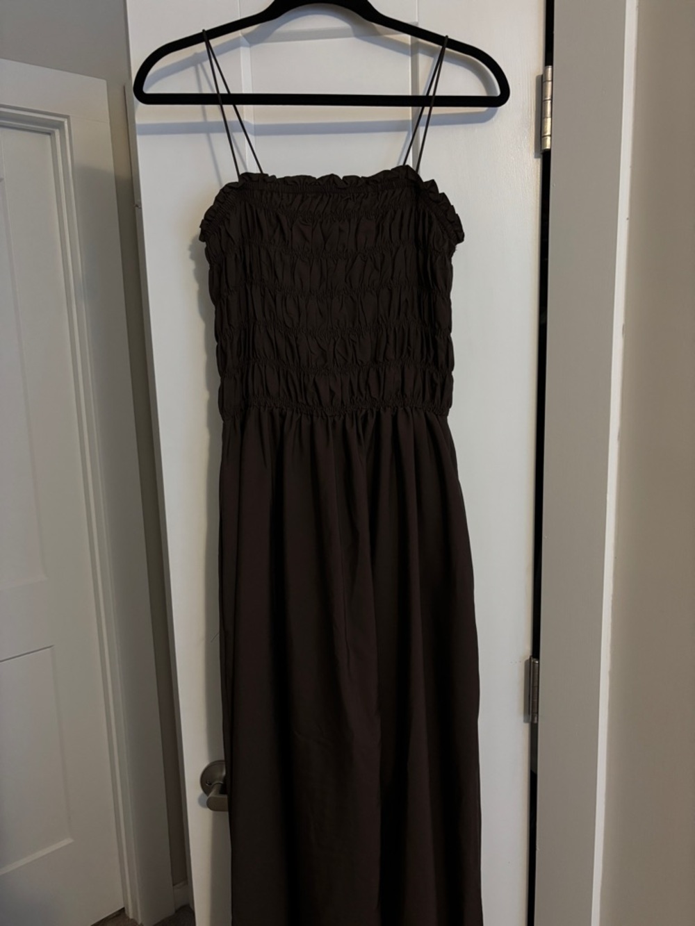 Brown Maxi Dress with Smocked Top